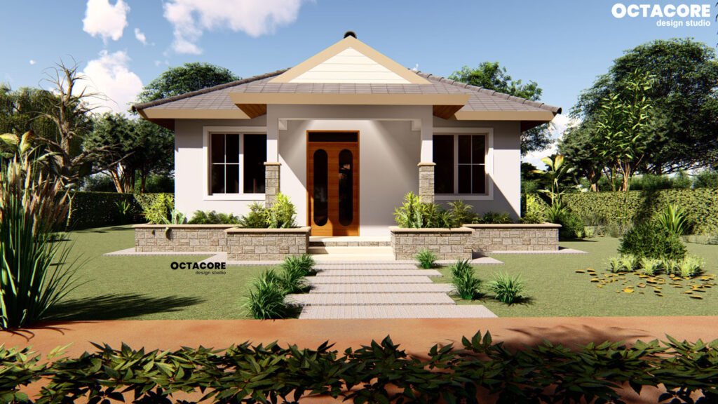 Open Plan 2 Bedroom House Plan Design Pitched Roof