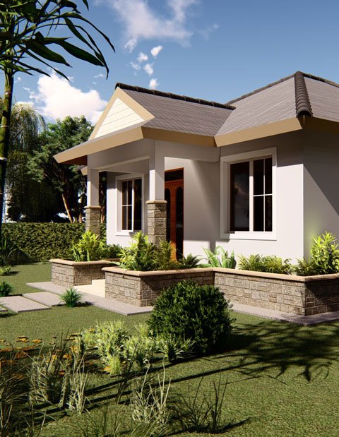 Open Plan 2 Bedroom-House Plan Design in Kenya