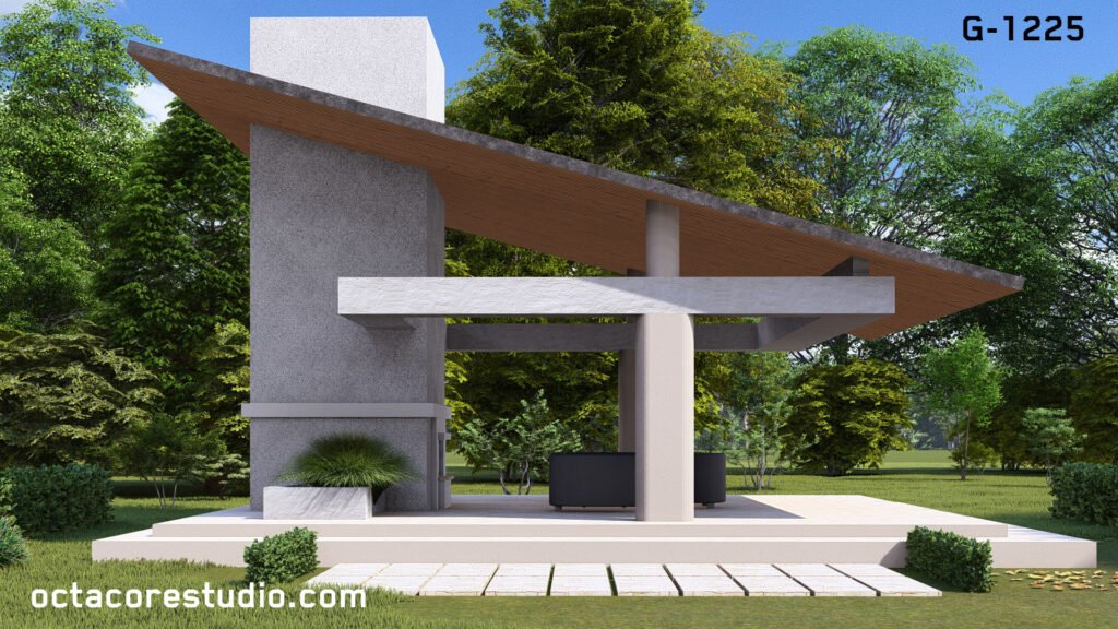 Rectangular Fireplace Gazebo Zebo-1201 Rectangular Fireplace Gazebo